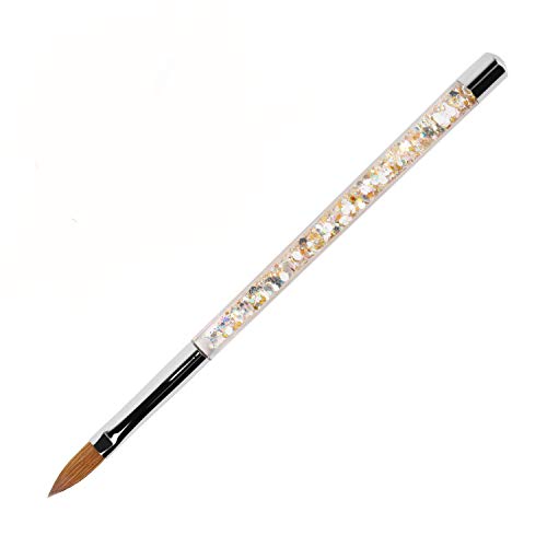 BQAN Kolinsky Acrylic Nail Brush Size 10, Professional Nail Art Tools, Clear Handle with Liquid Glitter, 2020 new design (10#)