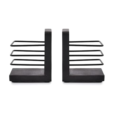 EDHAS Iron & Acacia Wood Bookends Set Cover