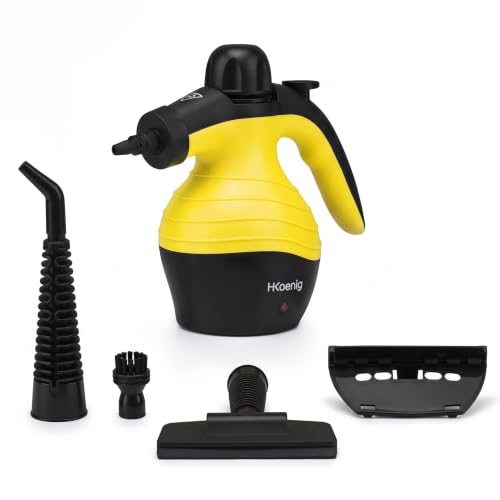 H.Koenig Limpiador A Vapor De Mano 4,2 Bar Nv60, 250 Ml, Portátil, De Mano, Compacto, Ergonómico, Potente 1000w, 6 Accesorios Multiusos