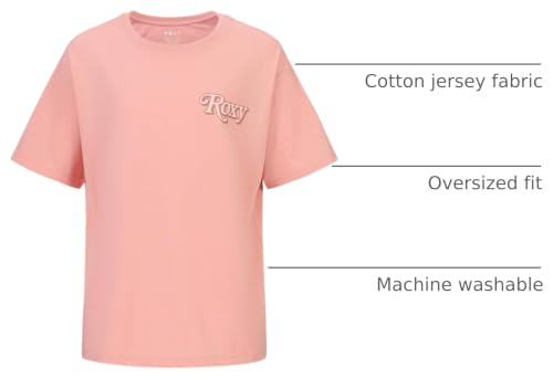 Image of Roxy Girls' Short Sleeve Oversized Fit Logo Tee, Crew Neck Graphic T-Shirt, Soft & Comfortable