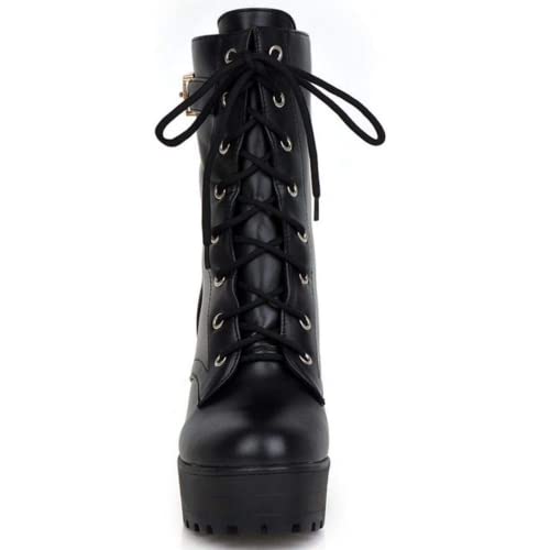 Womens Ankle High Heel Boots High Heels Ankle Booties for Women Platform Lace Up Zipper Autumn Winter Shoes3