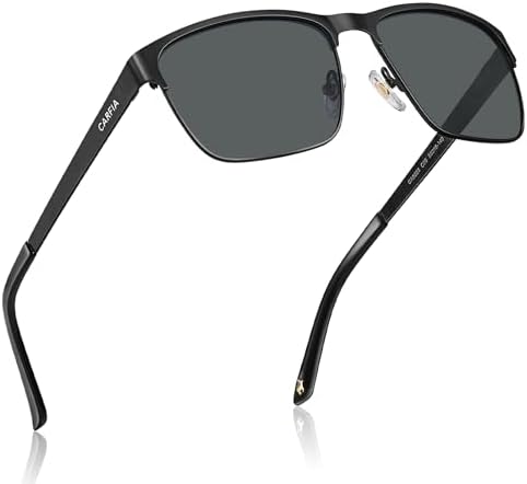 CARFIA Polarisierte Herren Sonnenbrille Metallrahmen UV 400 Fahrerbrille | Guter UV-Schutz, Sportbrille, Kategorie 3 Linse, Verstellbare Nasenpads, Nicht Drücken, Nickelfreie Metal