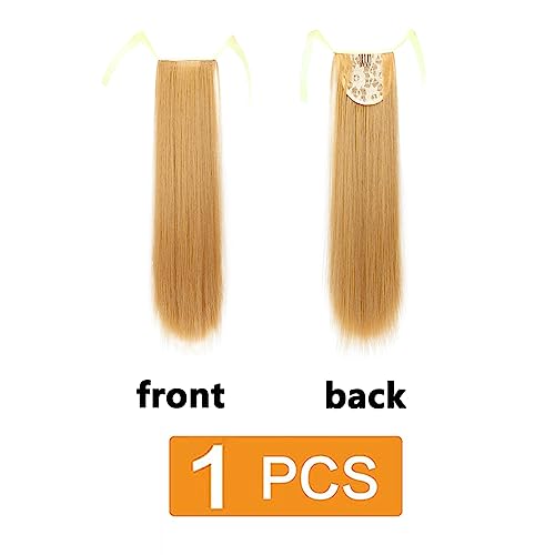 prinfantasy Hair Extensions Blonde Wig Ponytail Light Brown Curly Long Hair Bright Blonde GBMW040, 22 inch - Image 2