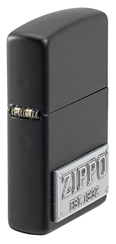 Image of Zippo Zippo License Plate Black Matte Windproof Pocket Fuel Refillable Lighter, BIS Certified