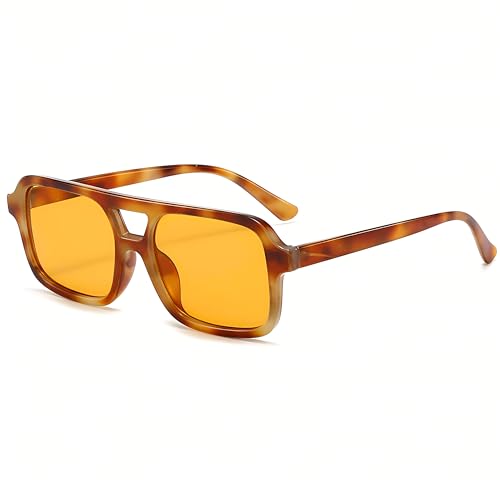 Kursan Retro Square Aviator Sunglasses for Women Men Vintage Trendy Rectangle 70s Sun Glasses