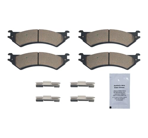 Image of HUSCH D802 Rear Ceramic Brake Pads Kit Fit For Ford E-250 2003-2007, For E-250 Econoline 2001-2002, For E-350 Club Wagon 2003-2005, For E-350 Econoline Club Wagon 1999-2002