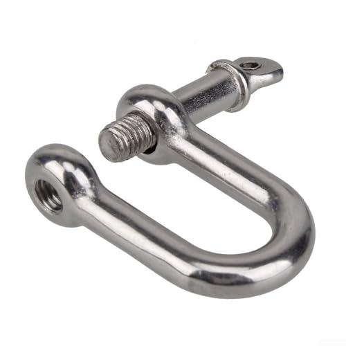 Acero inoxidable D para grillete de anillo, 5 mm a 10 mm de diámetro, límite de carga de trabajo de 375 kg a 1225 kg, para elevación, remolque y aparejo marino (M6 (tipo D))