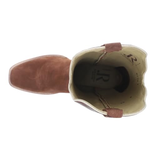 Mens Roughout Narrow Embroidered Square Toe Casual Boots Mid Calf - Brown4