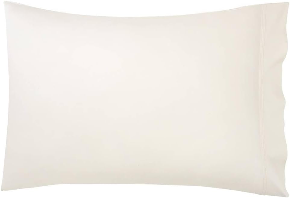 Yves Delorme Triomphe Nacre (Ivory) Standard 21 x 32 in Pillowcase - Extra Soft and Warm Luxury Sheets, 100% Natural Organic French Bed Linens - Breathable and Durable