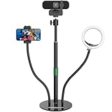 AorPixun Webcam Stand for Desk Computer Camera Stand 3 in 1 Flexible Webcam Mount & Gooseneck Mount for Logitech Webcam C922 C930e C920S C920 C615 Ring Light Phone Microphone & 1/4' Thread Devices