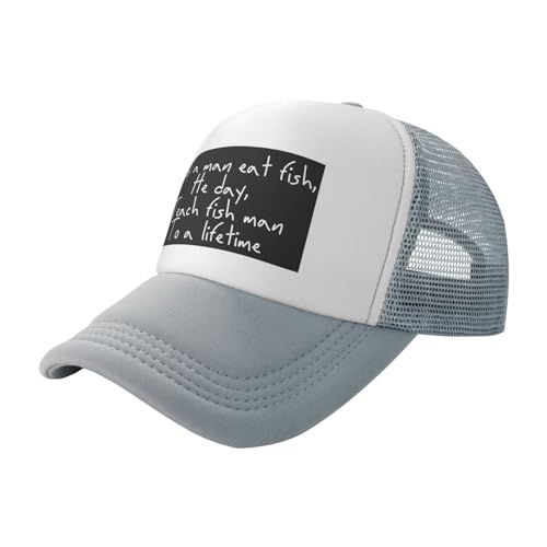 Melbrakin Acquista A Man Eat Fish He Day Teach Fish Man to A Lifetime Baseball cap for Men Women Cappello da Camionista in Rete Regolabile
