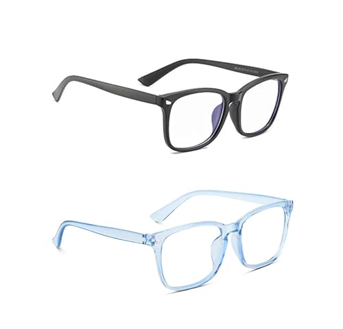 Image of Blue Light Blocking Computer Glasses for Men & Women, Square TR90 Lightweight Eyeglasses Frame, Anti Eye Strain UV Protection, Clear Lens for Gaming Office Reading