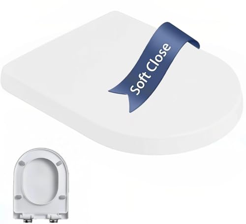 Tavoletta WC,Accessori Bagno,Copriwater Universali,D Forma,Sedile WC Chiusura Ammortizzata - Antibatterico & Non ingiallisce - Chiusura ammortizzata - Facile da Pulire -[bianco ideal standard]