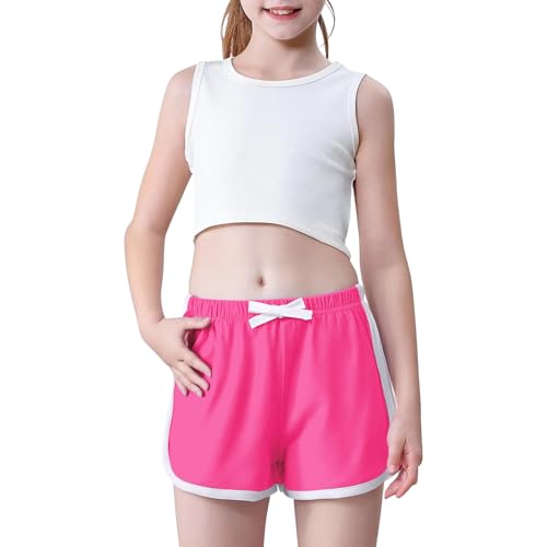 5 Pack Kids Sports Shorts Boys Girls Summer Workout Short Drawstring Stretch Waist Short Athletic Solid Leggings3