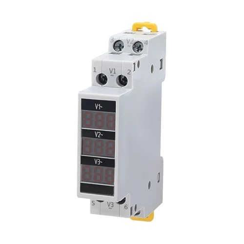 Voltmètre triphasé et monophasé affichage LED 80-500V CA rail DIN
