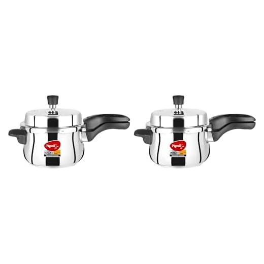 Pigeon By Stovekraft Stainless Steel Inox Plus Steel Pressure Cooker with Outer Lid Induction and Gas Stove Compatible 3 Litre Capacity for Healthy Cooking (Silver) (Pack of 2)