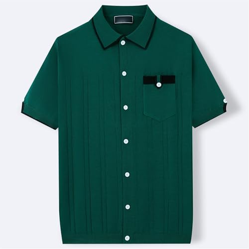 Camisa de playa para hombre transpirable a rayas de manga corta retro 6