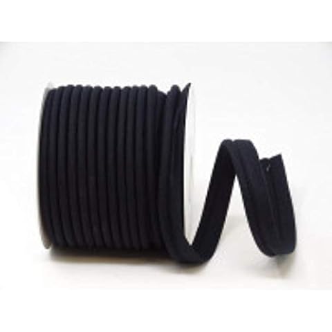 18mm Wide Poly Cotton Flanged Piping Cord, Insertion Cord - Sold by The Metre (Black) Cover