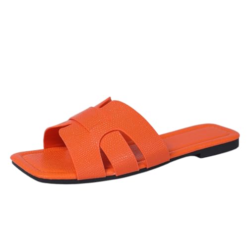 Image of Women's Dressy Casual Flat Sandals, Elegant Comfortable Slip-On Slides with Textured Upper, Versatile Dressy Style for Everyday Wear