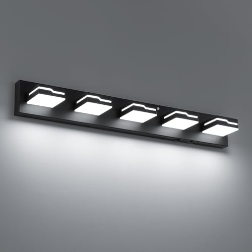 Image of 5-Light LED Bathroom Vanity Light, 32-Inch Matte Black