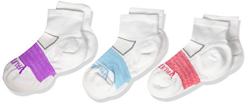 Fruit of the Loom girls Breathable Cushioned Ankle With Arch Support 3 Pair Casual Sock, White/Pink, White/Purple, White/Blue, Shoe Size 10.5-4 US