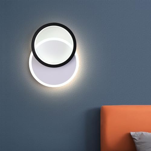 XINYASEE Aplique de pared para dormitorio simples lámparas y faroles creativos, (tres colores de luz cambiante) dormitorio salón sofá fondo apliques y faroles (Redondo)