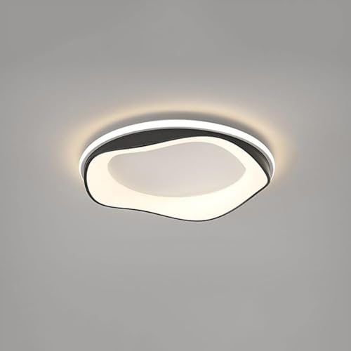 LKJOZCR Flush Mount Ceiling Light Lighting, Modern Minimalist Ultra-Thin Water Ripple Shape Indoor Ceiling Lamp, 3-Color Dimming Home Decoration Lighting Fixtures(Black,45cm)