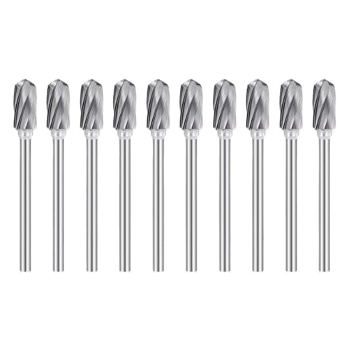 Set de 10 fresas rotativas de carburo 3x6 mm corte único miniatura 1