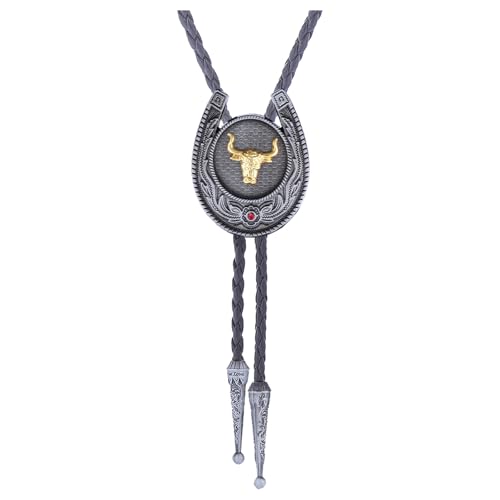 Image of HUABOLA CALYN Bolo Tie for Men- Western Cowboy Native American Golden Horse Bolo Tie