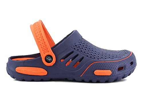 Imty Mens Lightweight Eva Beach Clogs Summer Breathable Kitchen Garden Hospital Nurse Pool Water Shoe Mules Sandals (Navy/Orange, Uk_Footwear_Size_System, Adult, Men, Numeric, Medium, Numeric_10) - 3