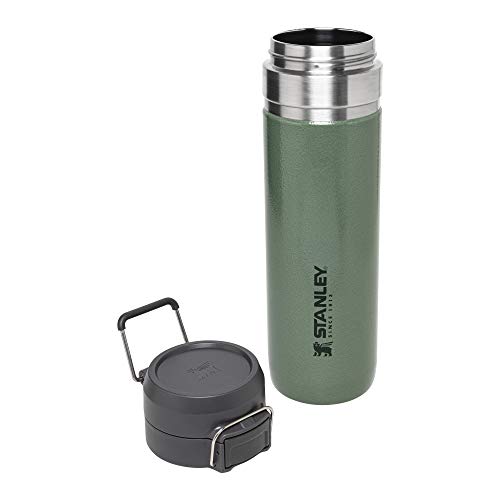 Image of Stanley Quick Flip GO Water Bottle 24 oz | Push Button Lid | Leakproof and Packable for Travel and Sports | Insulated Stainless Steel | BPA-Free | Hammertone Green