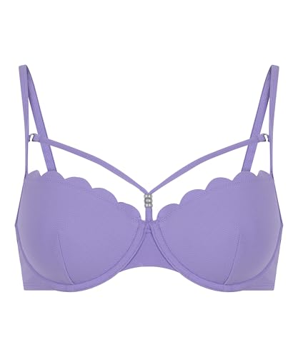 Bas de Bikini Rio Scallop noir à bords festonnés taille mi-haute
