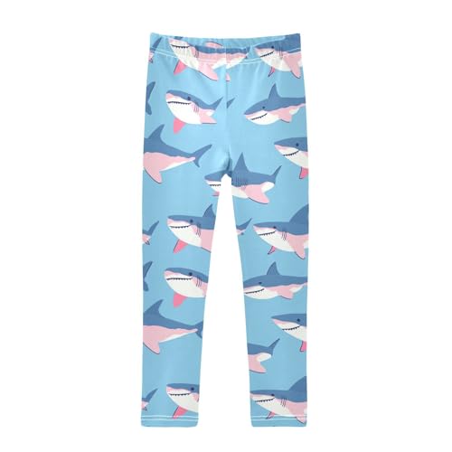 Sharks Blue Girls' Leggings Toddler Doodles Pink Nose Lips Kids Yoga Pants Dance Active Tights 4T
