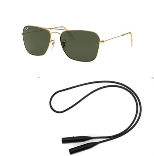 Ray-Ban RB3136 Sunglasses Bundle: RB 3136 CARAVAN 001 Caravan Arista G-15 Green and Universal Anti-slip Silicone Leash2
