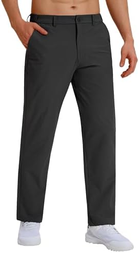 CNBQDD Men's Golf Pants Comfy Stretch Waist Lightweight Quick Dry Casual Work Dress Slacks with 4 Pockets, 30"/32"/34" Inseam (Black, 36Wx34L)