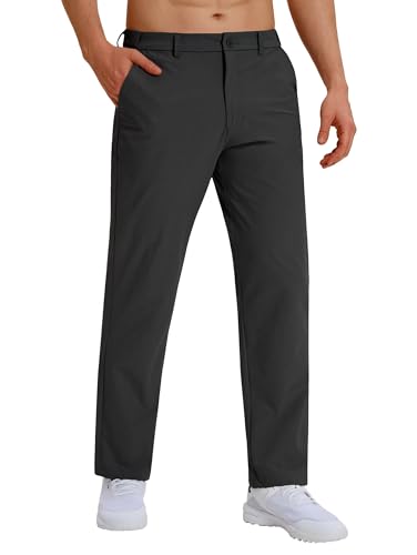 CNBQDD Mens Dress Pants Comfy Stretch Work Casual Slacks Lightweight Quick Dry Golf Pants with 4 Pockets, 30"/32"/34" Inseam (Black, 38Wx30L)