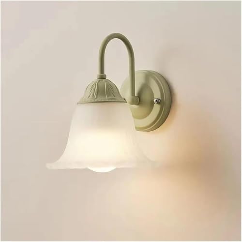 Farmhouse Wall Sconce with Frosted Glass Bell Shade, Vintage Style