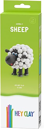 Image of Hey Clay Animals - Claymate Sheep - Colorful Modeling Air Dry Clay for Kids 3+ - Air-Drying Clay Kit 3 Cans with Fun Interactive App