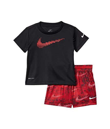 Image of Nike Boy's Dri-FIT Dominate Graphic T-Shirt and Shorts Two-Piece Set (Little Kids) University Red 7 Little Kid