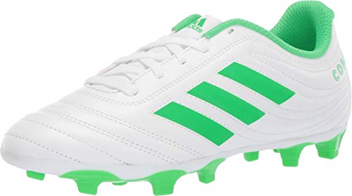 adidas Unisex-Kid's Copa 19.4 Firm Ground Soccer Shoe, White/Solar Lime/White, 5 M US Big Kid