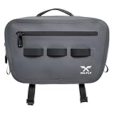 Xelfly Waterproof Fishing Waist Bag with Rod Holder, Padded Waist Straps & Gear Loops - Submersible Zipper, Rugged Top Handle, Adjustable Attachments (Gray)