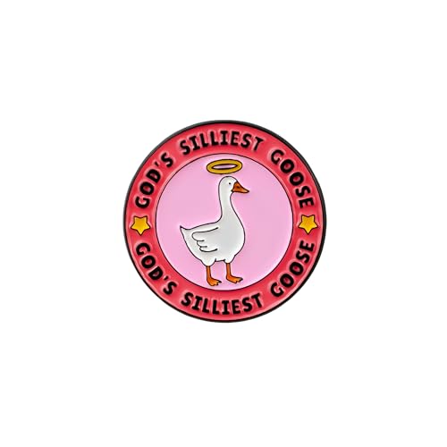 God’s Silliest Goose Cute Round Enamel Pin, Christian Silly Goose Pin Brooch, Religious Goose Humor Brooch Badge, Chaotic Christian Faith Lapel Badges, Funny Duck Humor Meme Gift For Religious Devotee Prayer Jesus & Animal Lover, Quirky Animal Accessories
