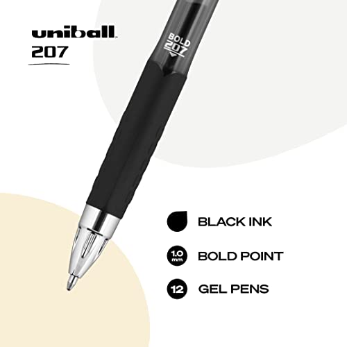 Uniball Gel Pens, 207 Signo Gel With 1.0Mm Bold Point, 12 Count, Black Pens Are Fraud Proof To Prevent Check Washing #TOP2