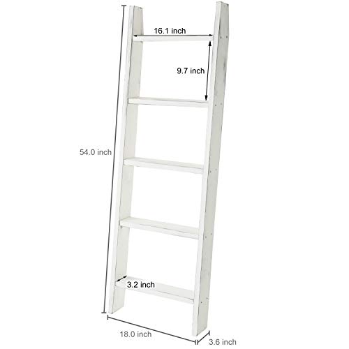 MyGift 4.5-Foot Vintage White Decorative Blanket Storage Ladder