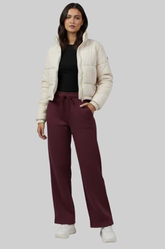 Image of CUPID Women Winter Wear Warm Fluffy Fleece Track Pants,Straight Fit Cozy Cotton Lowers with Drawstring n Pockets,Lounge,Gym,Jogging,Travel