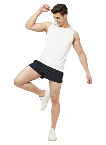 Image of TRUEREVO Men's 2 inch Dry Fit Sports Running Reflective Shorts with 2 Side Pockets and Zipper Back Pocket | Marathon Shorts for Men | Activewear for Running, Sports, Training & Fitness