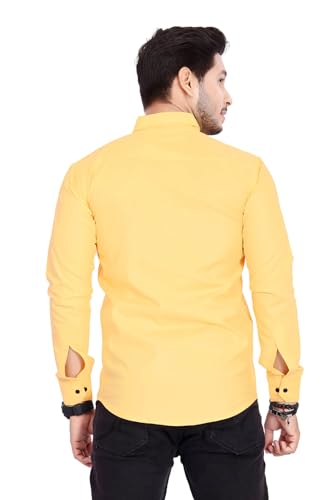 Image of Men's Cotton Spread Collar Full Sleeve Regular Fit Solid Casual Shirt with Double Pockets - Stylish Comfortable Shirt for Everyday Wear