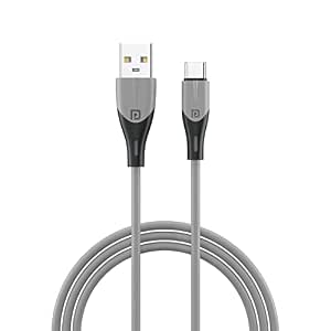 Portronics Konnect Way Type C Charge & Sync Cable with 3.0A Total Output, Tangle Resistant, TPE Material(Grey)