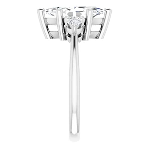 Jeweleryium 2 Ct Marquise Colorless Moissanite Engagement Ring, Wedding Bridal Ring Set, Eternity Sterling Silver Solid Diamond Solitaire 6-Prong Anniversary Promise Ring For Her (7) #TOP4