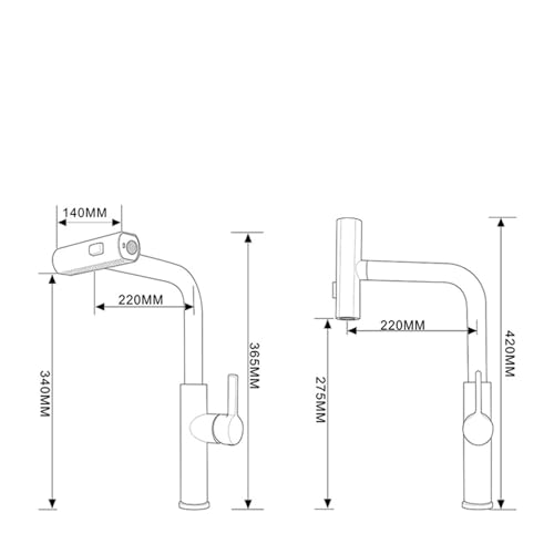 Robinet de cuisine noir mat avec douchette extractible et cascade - 2